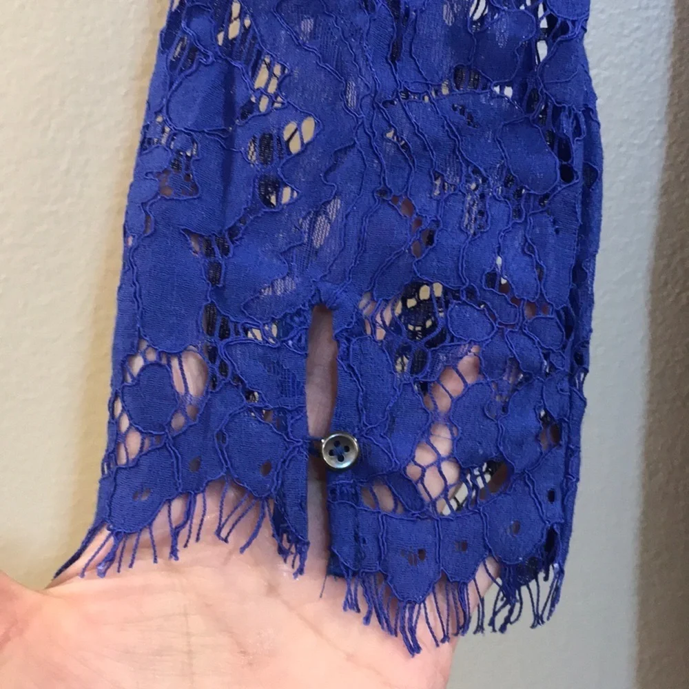 J. Crew Cobalt Blue Lace Long Sleeves Ruffle Dress - Picture 15 of 15